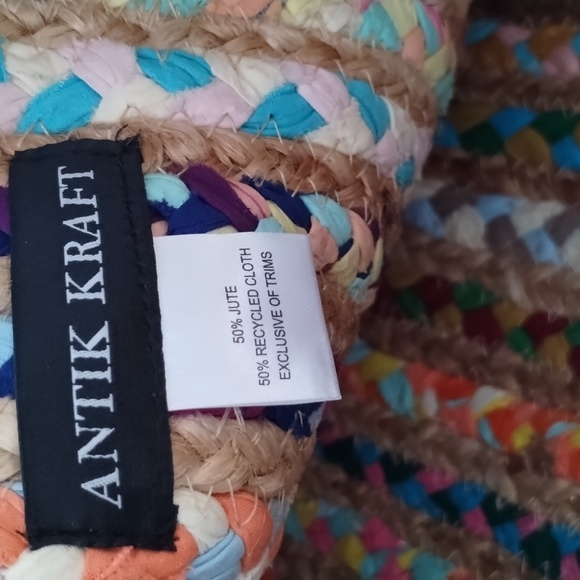 Antik Kraft woven bag recycled cloth colorful roomy festive beach pool vacation - Picture 7 of 9